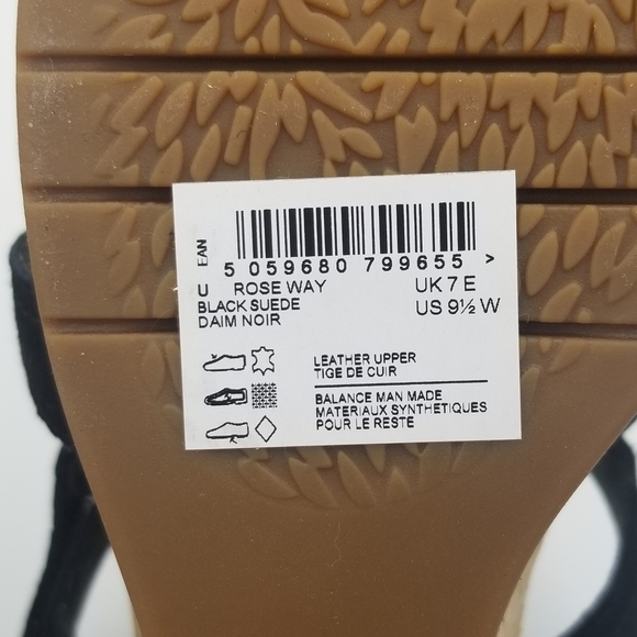 NWOT 9.5W Wide Clarks Rose Way Crisscross Platform Wedge Sandals, Black Suede - Picture 14 of 16